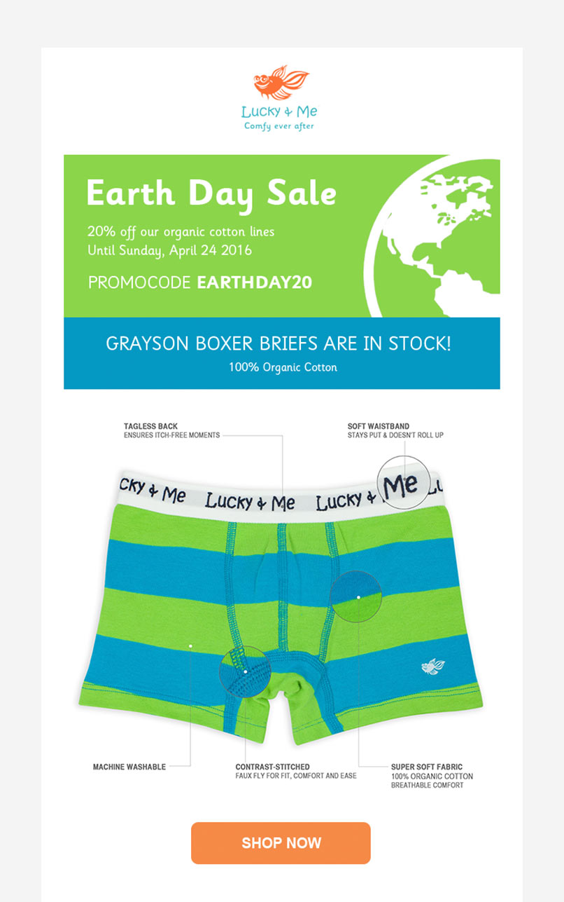 Lucky and Me Earth Day Sale Email Blast